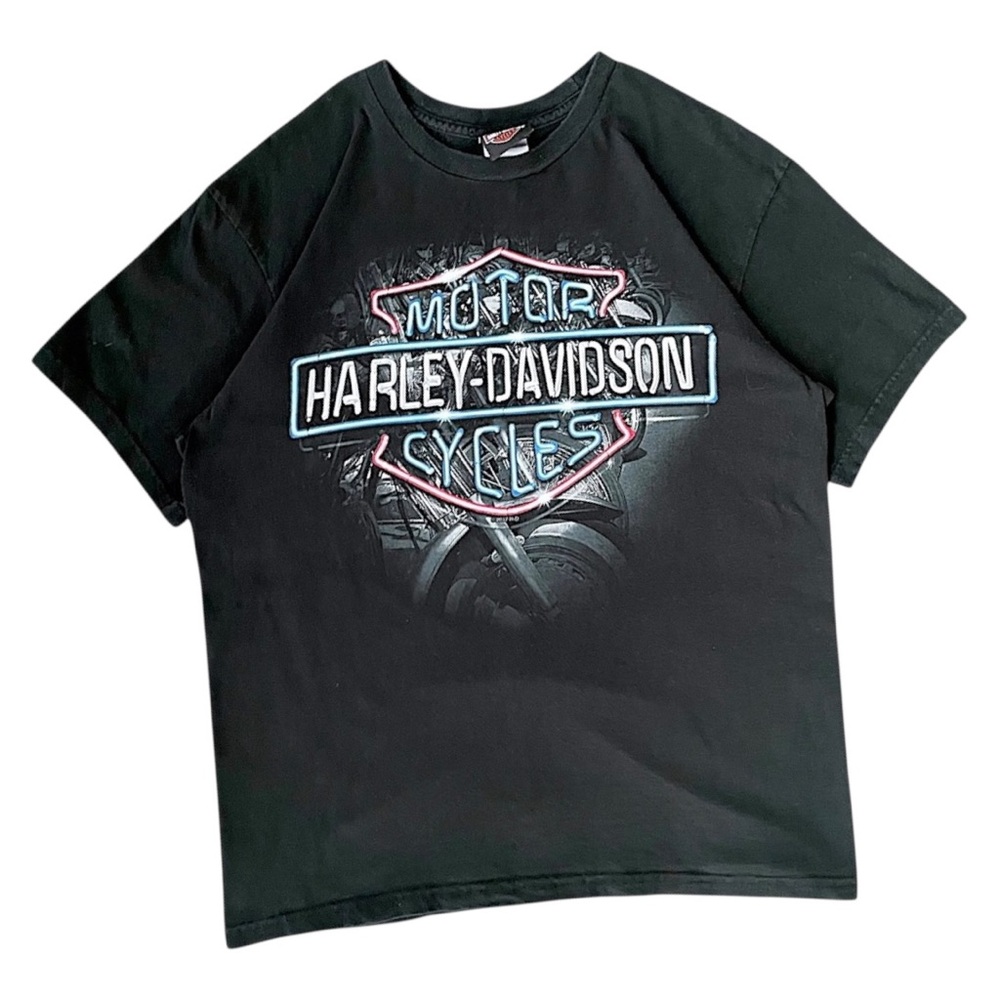 Harley-Davidson Black Tee with Red and Light Blue Logo